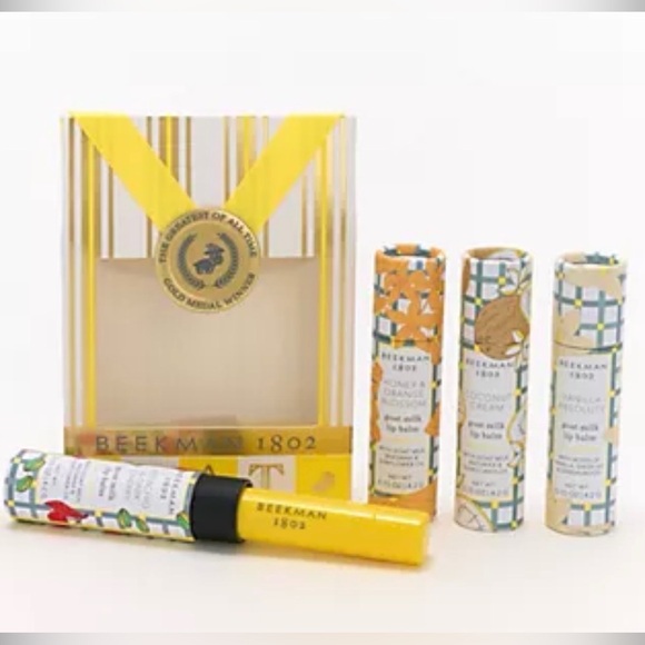 Beekman 1802 Set of 4 Lip Balms New, Sealed in Box Lemon Grapefruit Mint Lilac - Picture 2 of 2